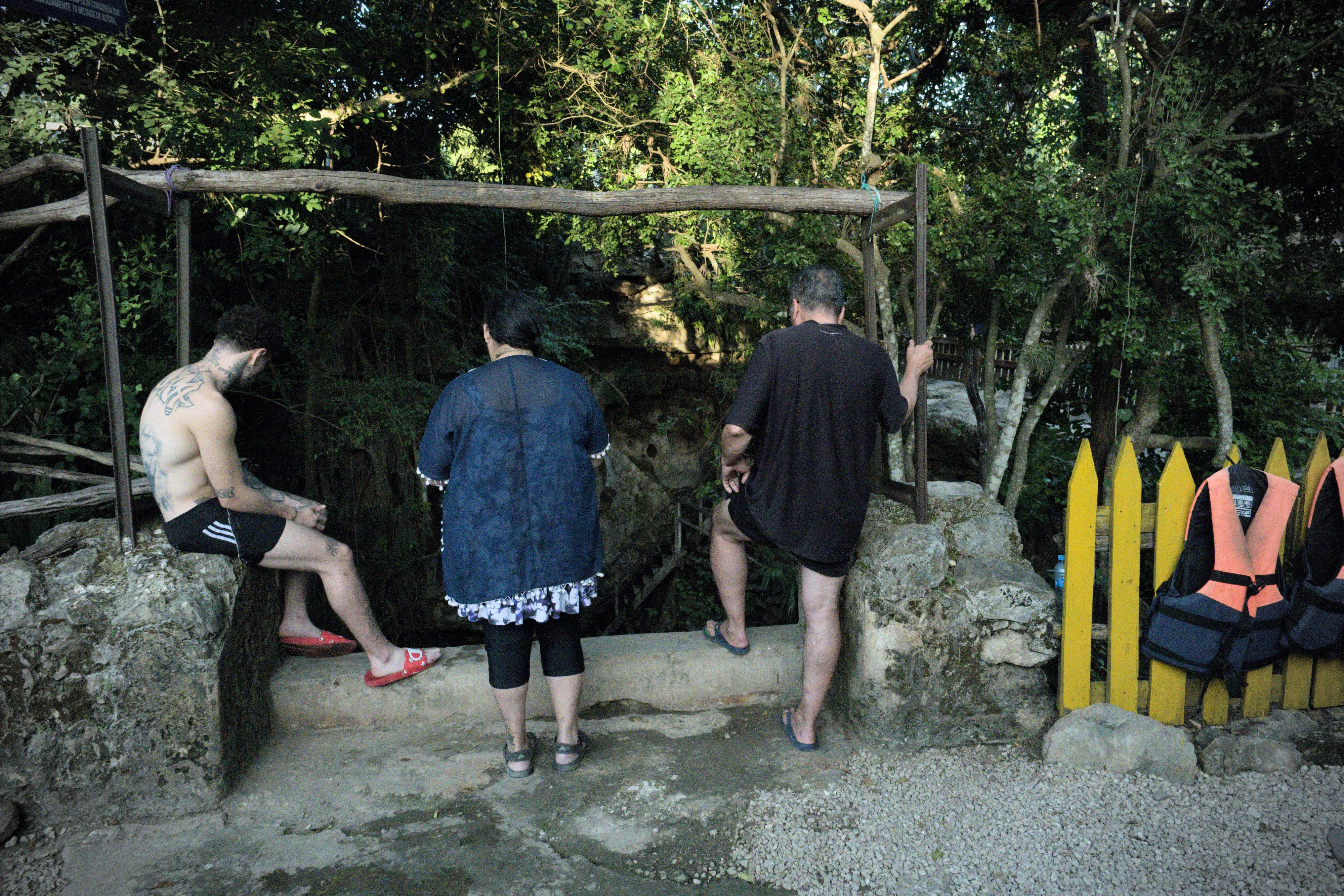 The top of the local Cenote, very off the grid. You could jump from here (we did not)